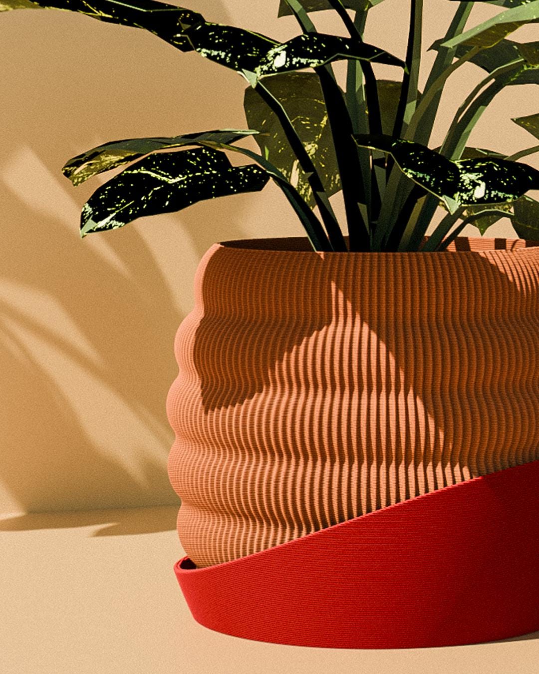 Hive Blumentopf mit Untersetzer – Modernes Wellen-Design | 3D-gedruckter Pflanztopf | Boho Deko | Pflanzgefäß für Zimmerpflanzen - the-distinct.shop