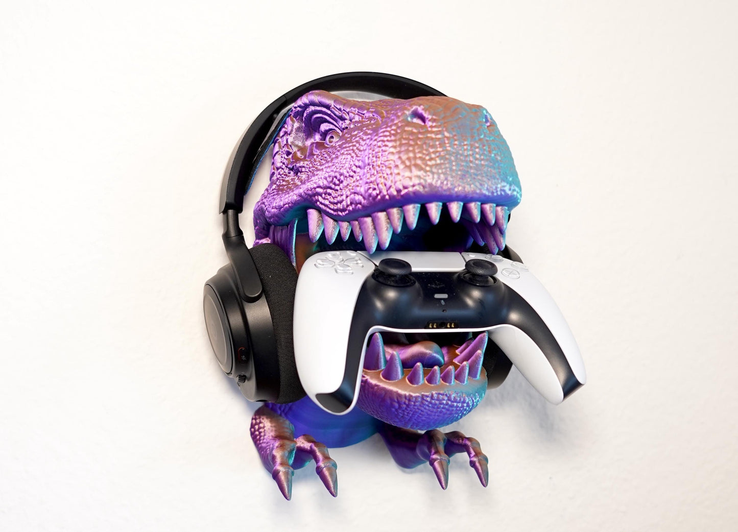 T-Rex Controller & Headset Halter | PlayStation / Xbox Zubehör | Kopfhörer Halter | Gaming Wandhalterung | Geschenkidee Gamer | Dinosaurier - the-distinct.shop