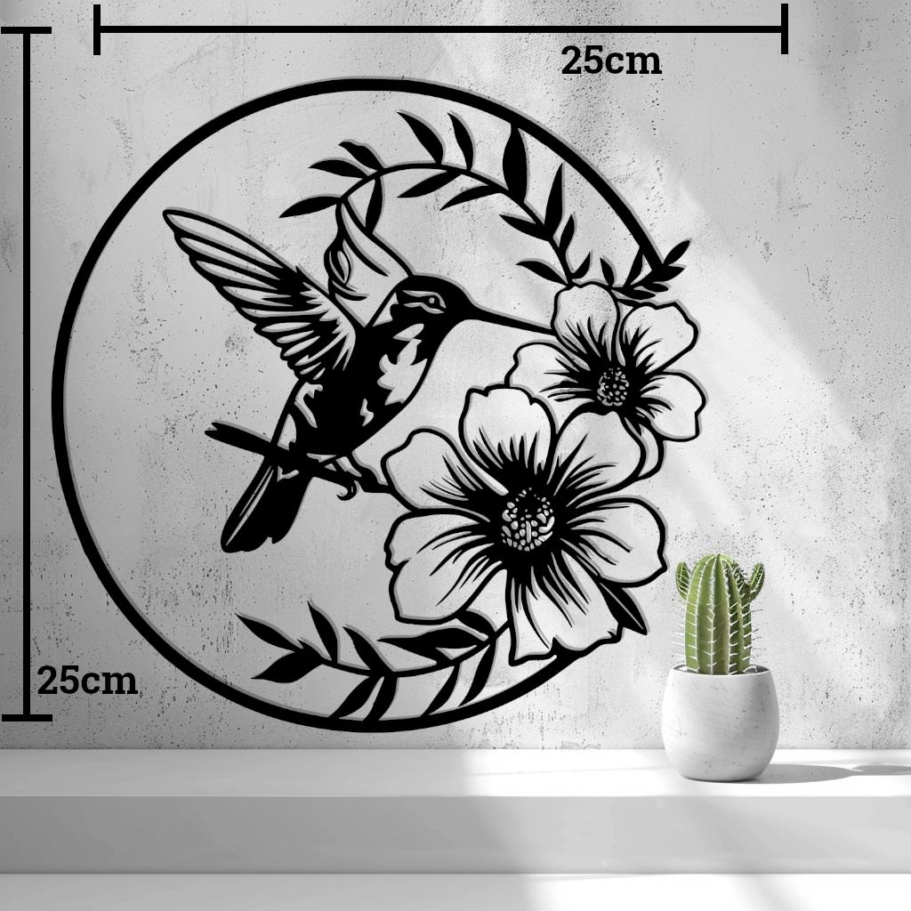 Kolibri Wanddeko – Filigrane Optik | 3D-gedrucktes Wandbild | Blumen & Vögel | Minimalistische Wandkunst | Boho-Deko | Geschenkidee - the-distinct.shop