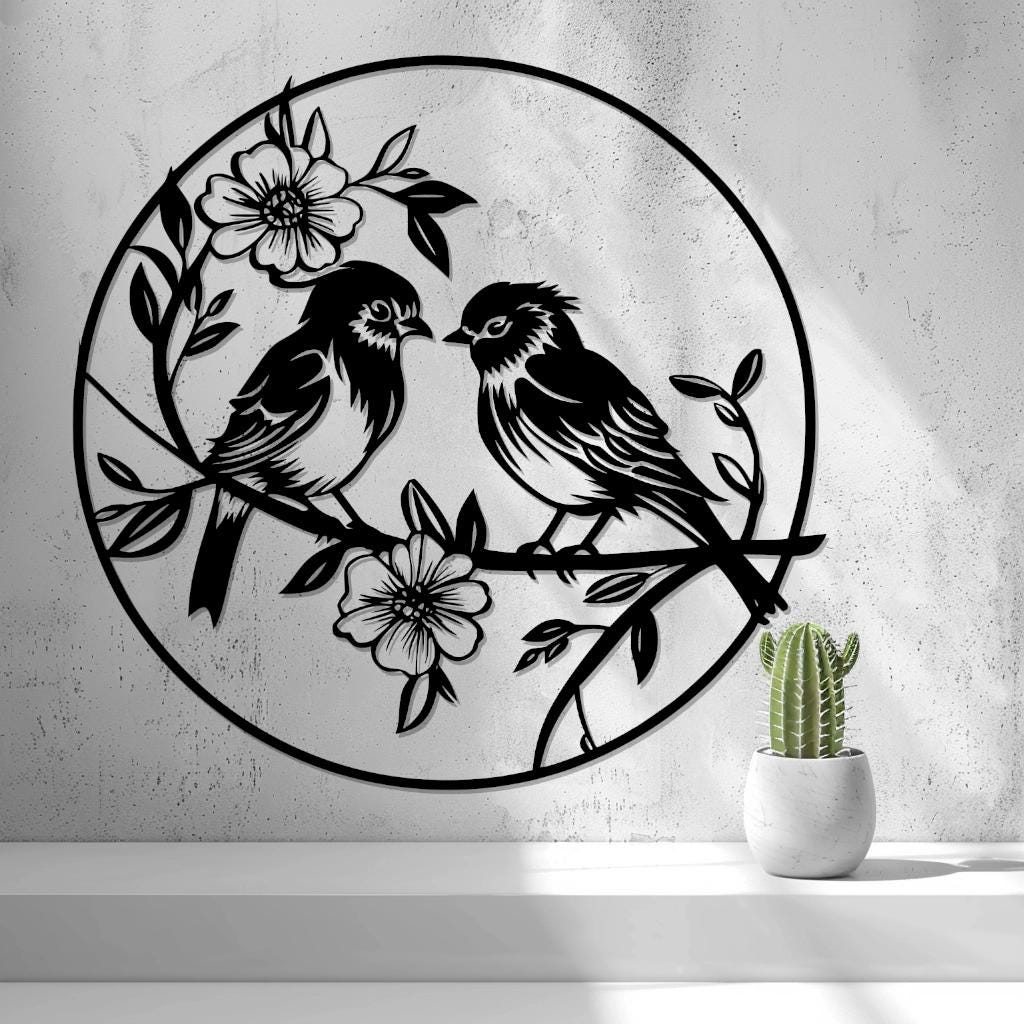 Vögel Wanddeko – 3D-Druck Wandkunst | Romantisches Wandbild | Blumen & Natur | Minimalistische Wandgestaltung | Boho-Deko | Geschenkidee - the-distinct.shop