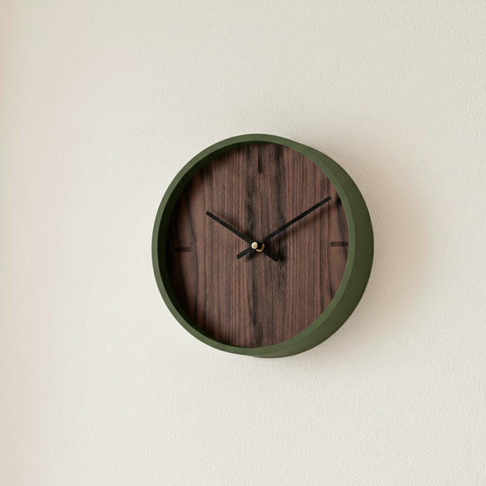 Wanduhr Chrona in Farbe Olive