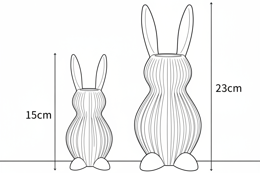 Größenübersicht Vase Hase