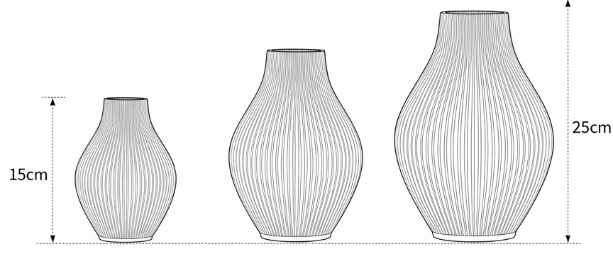 Größenübersicht Vase Oliva