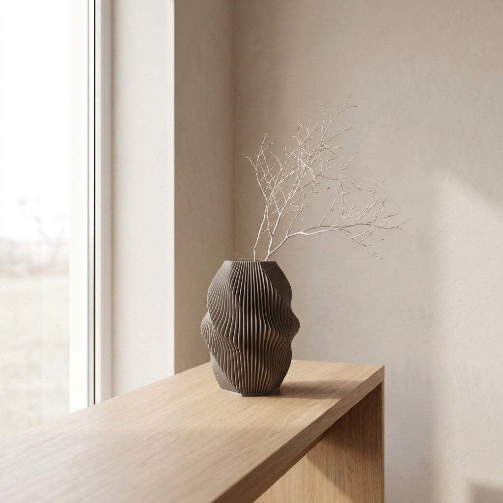 Vase Onda in der Farbe Taupe