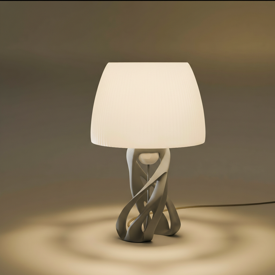 Tischlampe Spyra in Farbe Taupe