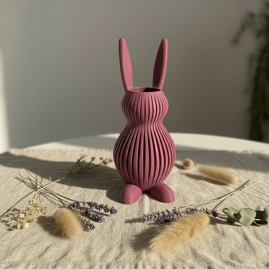 Vase Hase in Farbe Berry