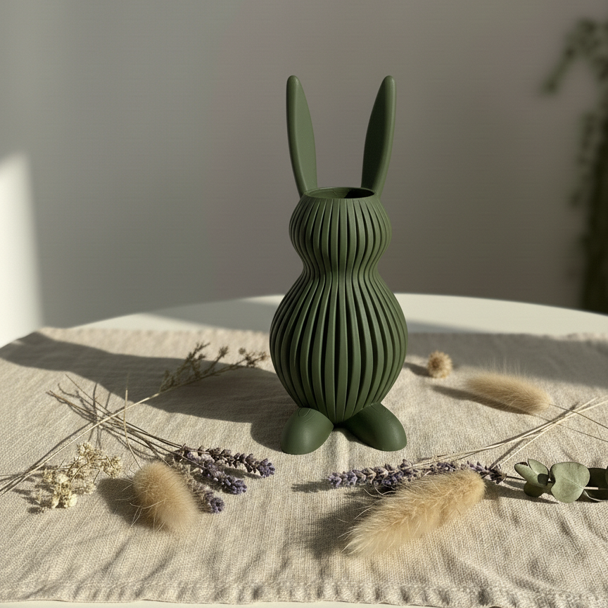 Vase Hase in Farbe Olive
