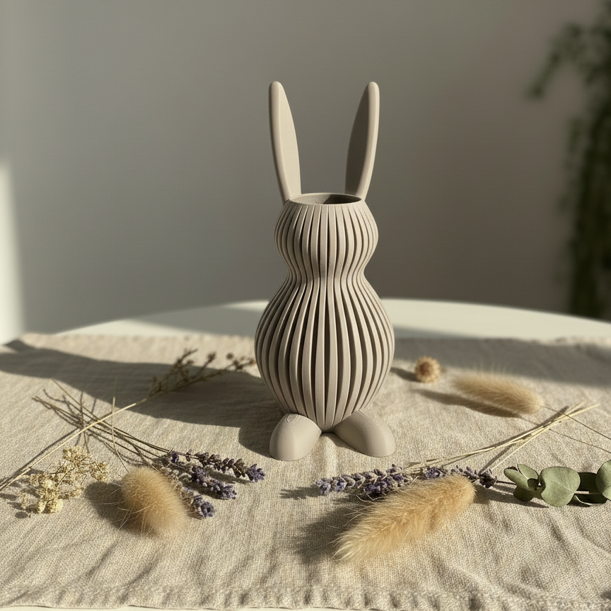 Vase Hase in Farbe Taupe