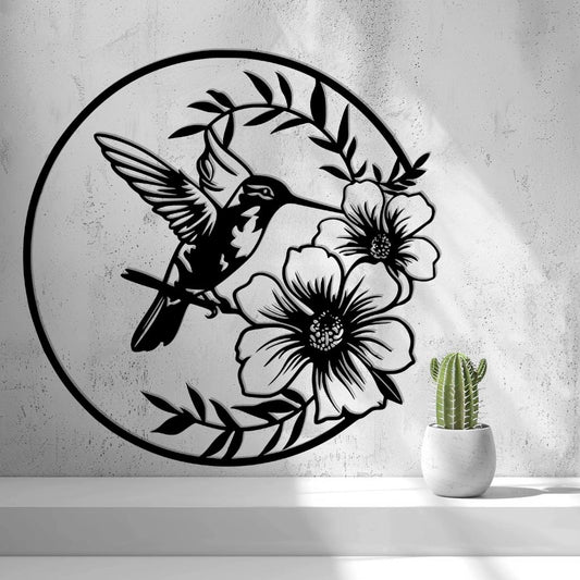 Kolibri Wanddeko – Filigrane Optik | 3D-gedrucktes Wandbild | Blumen & Vögel | Minimalistische Wandkunst | Boho-Deko | Geschenkidee - the-distinct.shop