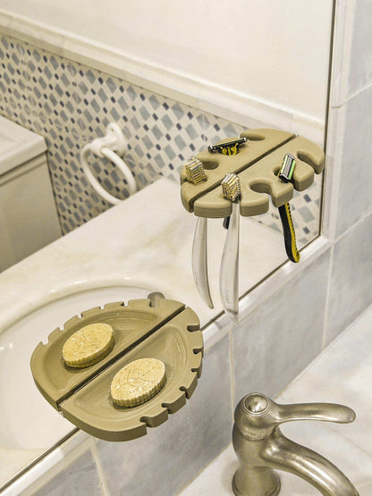 Mirror Leafs | 3D-gedruckte Spiegelablage | Schmuckhalter | Badezimmerorganisation | Multifunktionale Halterung | Nachhaltig & Modern - the-distinct.shop