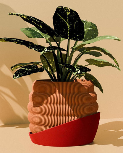 Hive Blumentopf mit Untersetzer – Modernes Wellen-Design | 3D-gedruckter Pflanztopf | Boho Deko | Pflanzgefäß für Zimmerpflanzen - the-distinct.shop