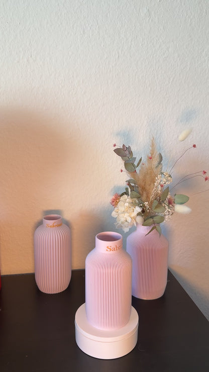 Personalisierte Vase mit Gravur – Individuelles Geschenk mit Wunschtext | Wasserfest für Frischblumen | Nachhaltig Made in Germany