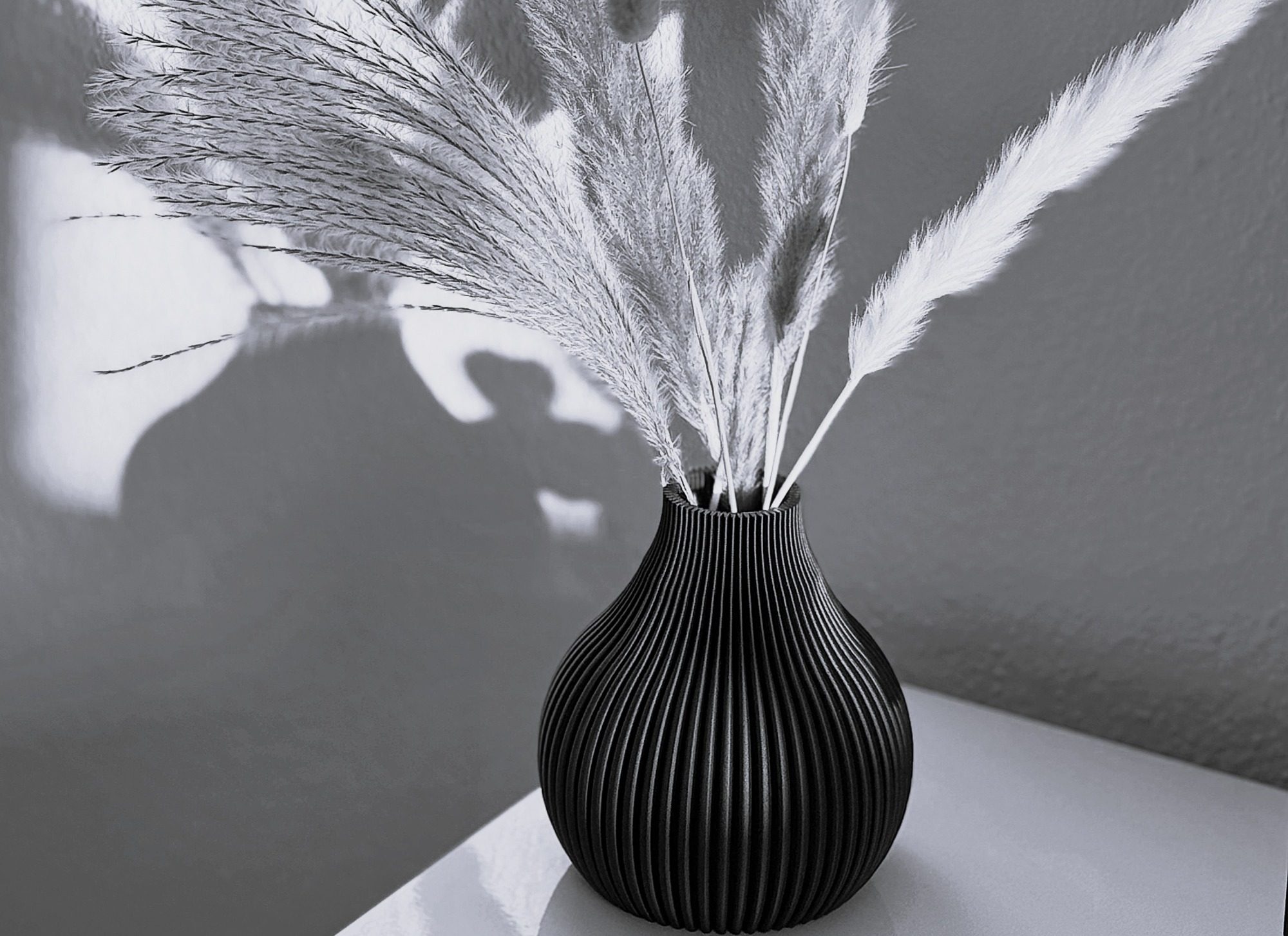 Elegante Schwarze Vase mit getrockneten Blumen